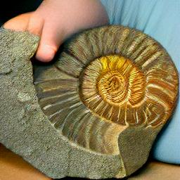 generated: a girl examining an ammonite fossil #3